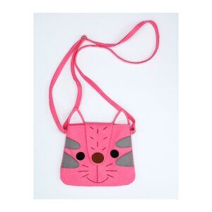 Lily and Momo Kids Cute Kitty Handmade Bag - Pink & Gray